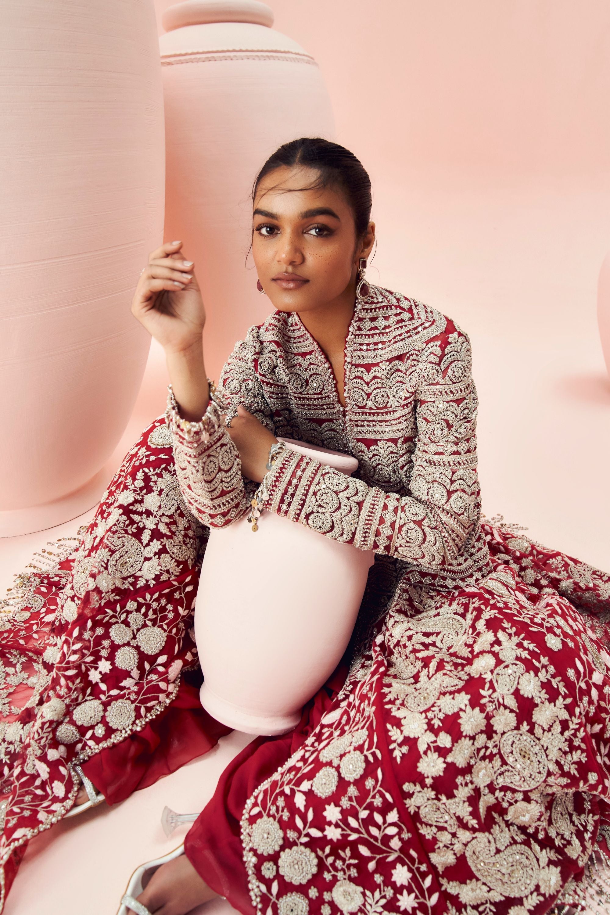 Red embroidered jacket shop