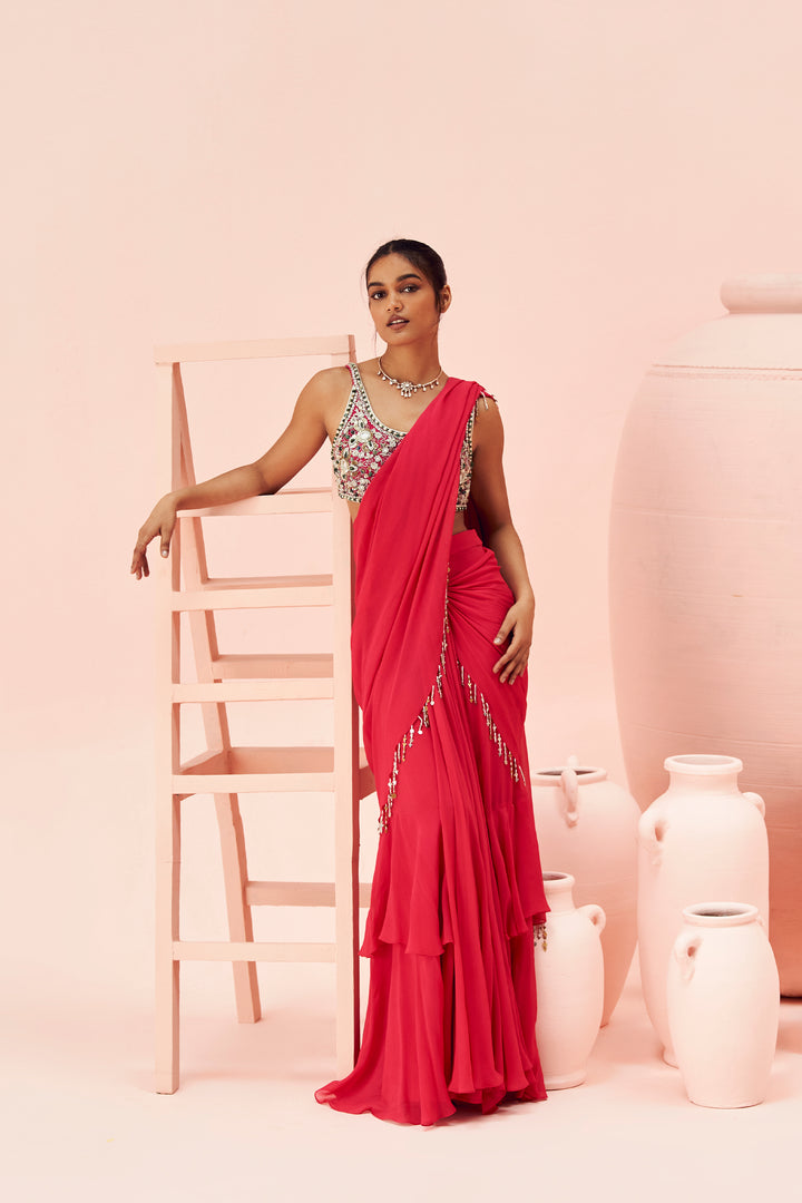 Fuchsia Retro Saree