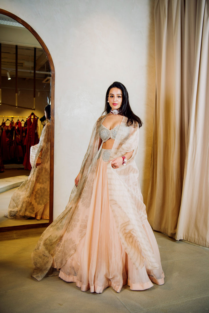 Tarini Manchanda in our Champagne Tara Nurekha Cape Set