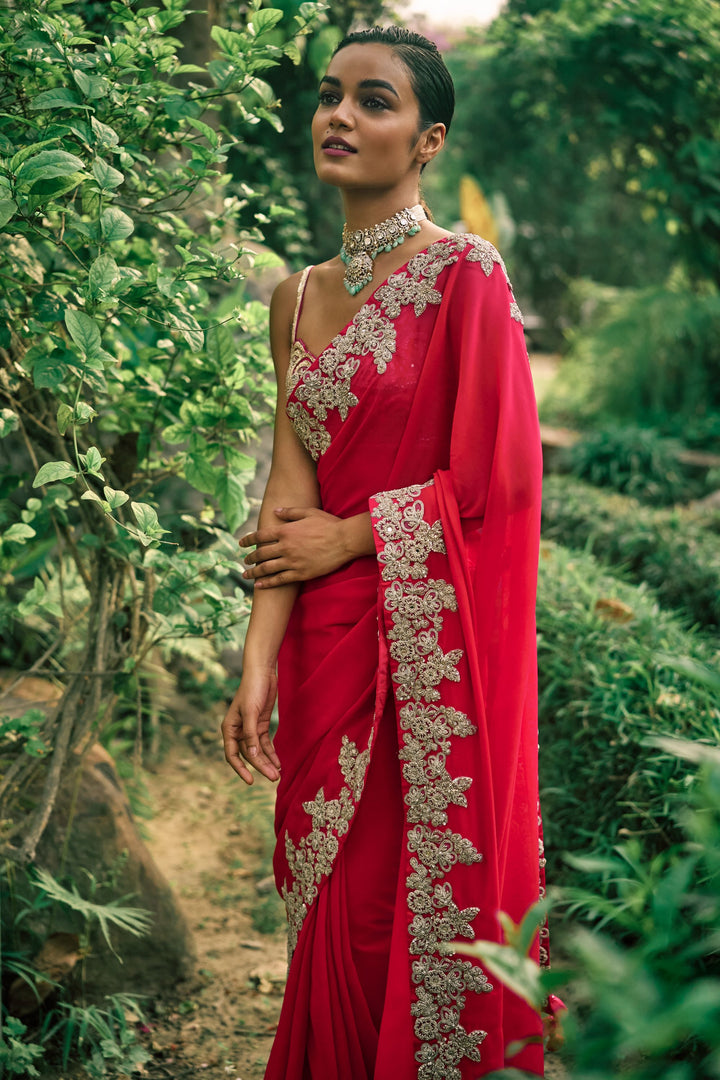 Farasha Pink Saree Set