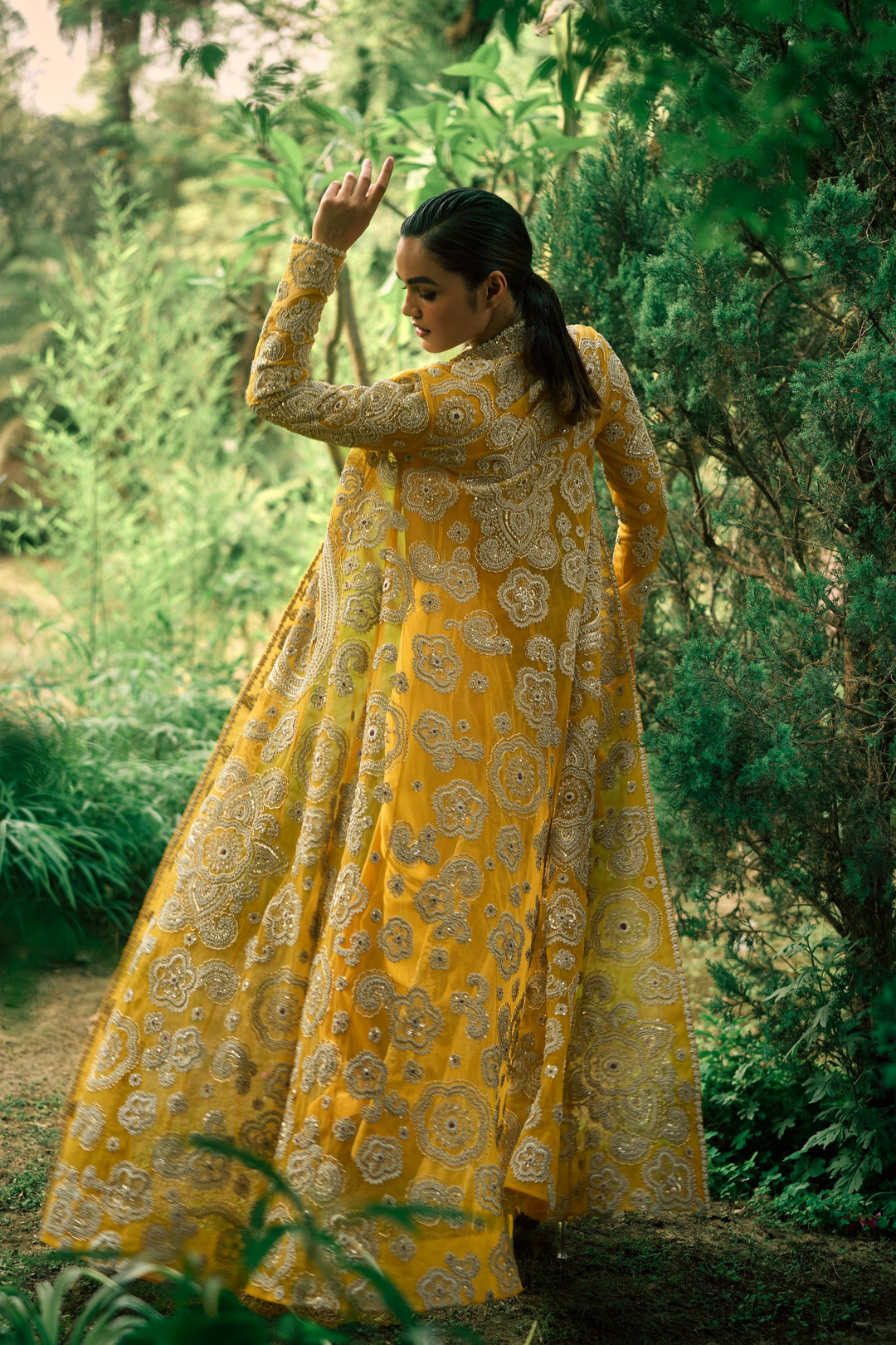 Mustard Saree & Jacket Set