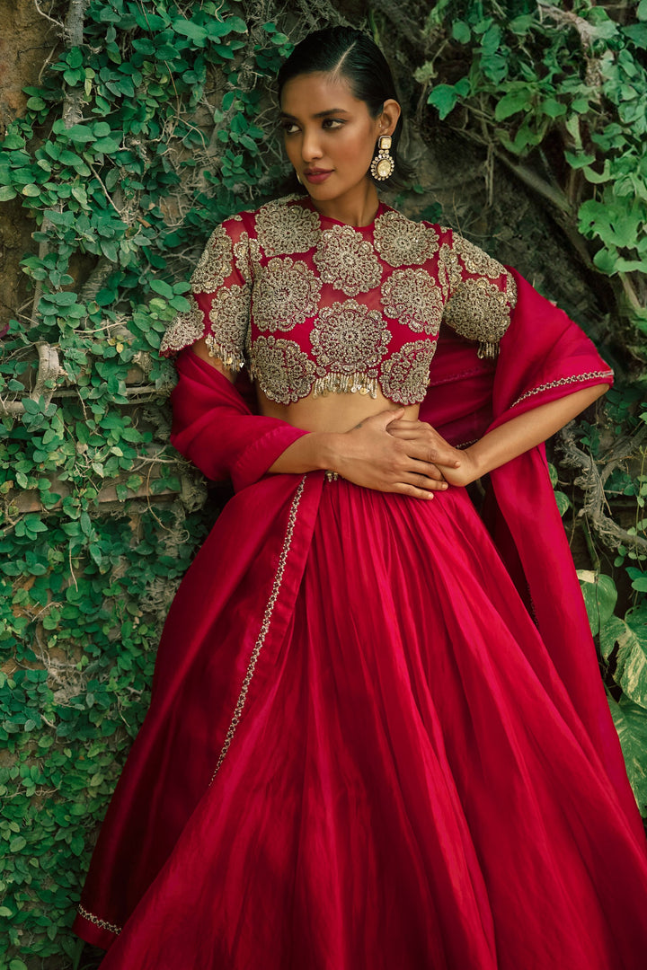 Crimson Red Lehenga Set