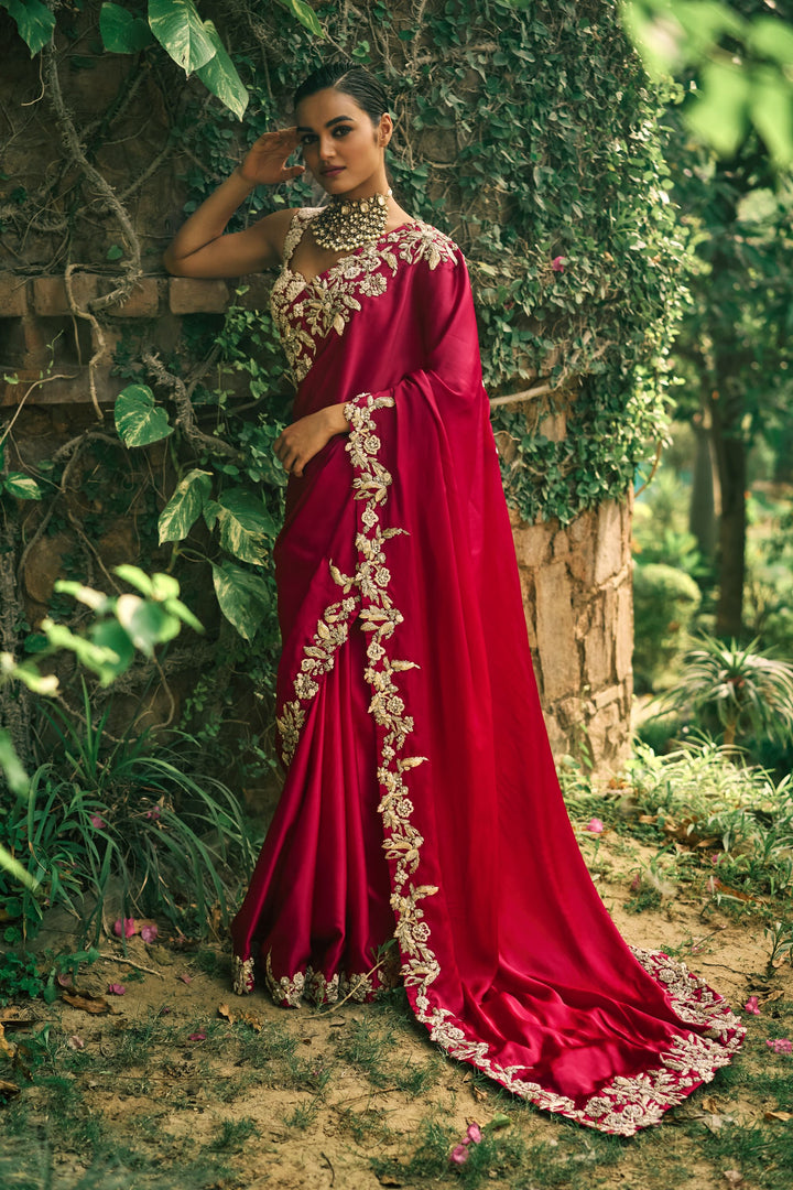 Crimson Red Saree Set